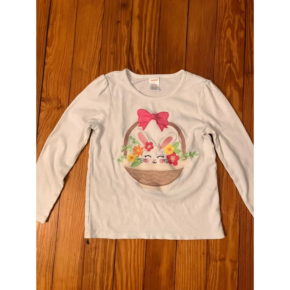 NWT‎ Gymboree Easter Shirt Sz 7 White  W/Embroidered Egg Basket Top T Shirt